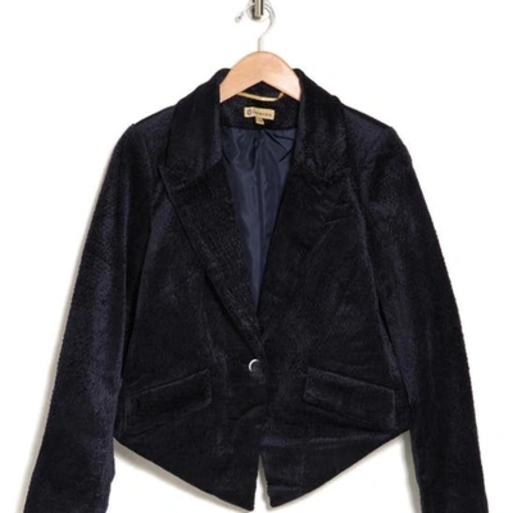 Women's Navy Velvet Jacket